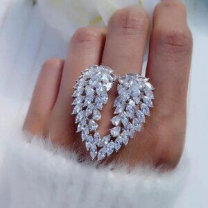 New Luxury Angel Wings Opening Adjustable Ring